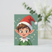 Cute little elf with Christmas hat Briefkaart (Staand voorkant)