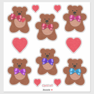 Cute Little Felt Kijk Valentijn Teddy Bears Sticker