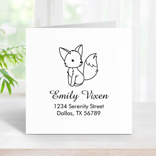 Cute Little Fox Address Rubberstempel
