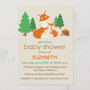 Cute Little Fox et Maman Baby shower Invitation