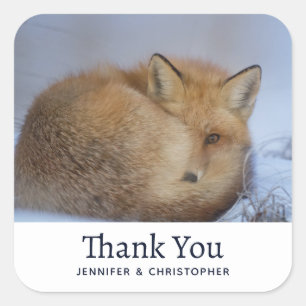 Cute Little Fox kwam in de winter foto Birthday Vierkante Sticker