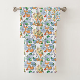 Cute Little Fox Pattern Bad Handdoek