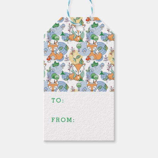 Cute Little Fox Pattern Cadeaulabel (Voorkant)