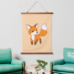 Cute Little Fox Peach Hangend Wandkleed