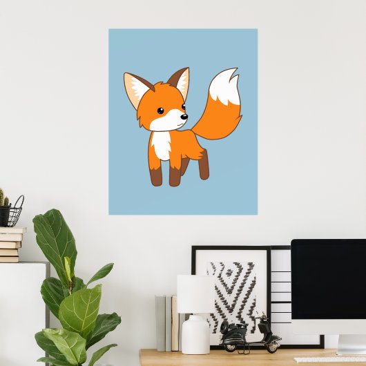Cute Little Fox Poster (Thuiskantoor)