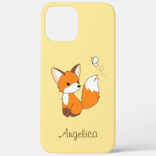 Cute Little Fox Watching Butterfly iPhone 12 Pro Max Hoesje
