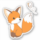 Cute Little Fox Watching Butterfly EP Sticker (Voorkant)