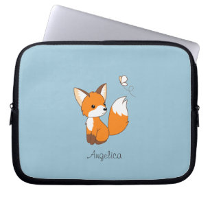 Cute Little Fox Watching Butterfly Laptop Sleeve