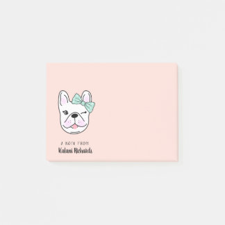 Cute Little French Bulldog | Peach | Gepersonalise Post-it® Notes