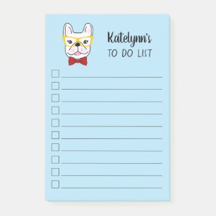Cute Little Frenchie   Blauw   Gepersonaliseerd Post-it® Notes