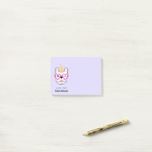 Cute Little Frenchie Personalized | PAARS Post-it® Notes (Op bureau)