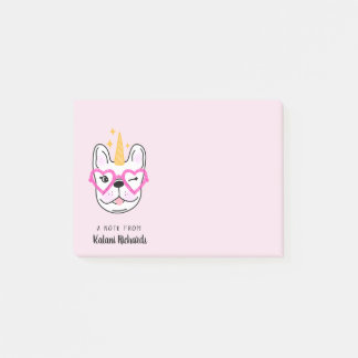 Cute Little Frenchie Personalized | Roze Post-it® Notes