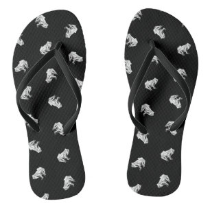 Cute Little Frogs Pattern Kikker Art Design Black Teenslippers