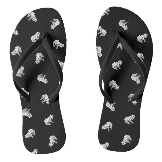 Cute Little Frogs Pattern Kikker Art Design Black Teenslippers (Voetbed)