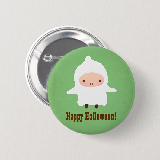 Cute Little Ghost Boy Costume Halloween Button (Voorkant /achterkant)