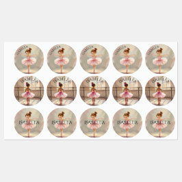Cute Little Girl Ballerina in Pink Tutu Labels