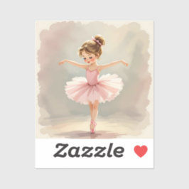 Cute Little Girl Ballerina in Pink Tutu Sticker