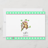 Cute Little Girl Monkey Invitation Kaart (Achterkant)