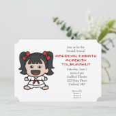 Cute Little Girls Karate Tournament Invitation Kaart (Staand voorkant)