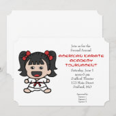 Cute Little Girls Karate Tournament Invitation Kaart (Voorkant / Achterkant)