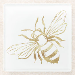Cute Little Golden Bee Glass Onderzetter Glazen Onderzetter