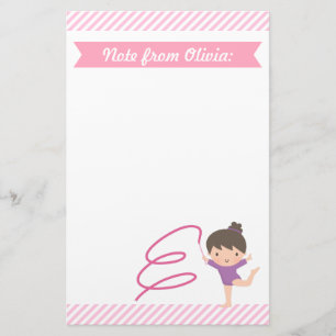 Cute Little Gymnast Girl en Ribbon Gymnastics Briefpapier
