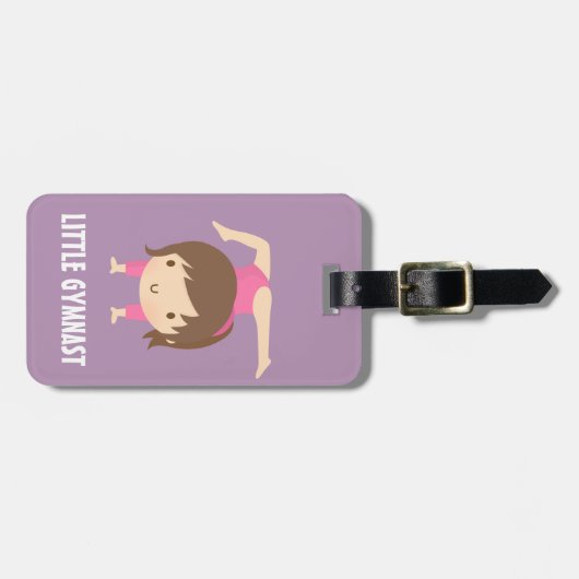 Cute Little Gymnast Girl Gymnastics Pose Bagagelabel (Voorkant horizontaal)