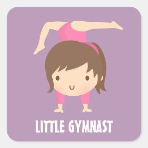 Cute Little Gymnast Girl Gymnastics Pose Vierkante Sticker