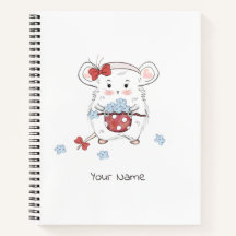 Cute Little Hamster Floral Girly Notitieboek