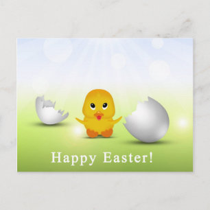 Cute Little Happy Easter Baby Chick Feestdagenkaart