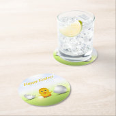 Cute Little Happy Easter Baby Chick Ronde Kartonnen Onderzetter (Insitu)