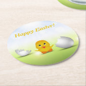 Cute Little Happy Easter Baby Chick Ronde Kartonnen Onderzetter (Gebogen)