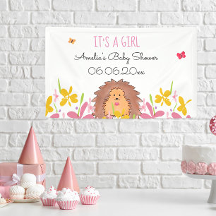Cute Little Hedegel is een Girl Baby shower Spandoek
