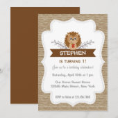 Cute Little Hedgehog Invitation d'anniversaire Woo (Devant / Derrière)