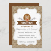 Cute Little Hedgehog Invitation d'anniversaire Woo (Devant / Derrière)