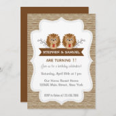 Cute Little Hedgehog Invitation d'anniversaire Woo (Devant / Derrière)