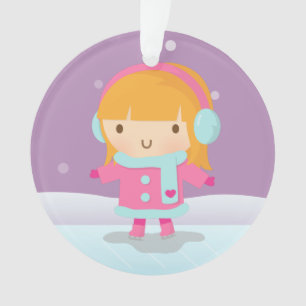 Cute Little Ice Skater Girl Winter Kerstmis Ornament
