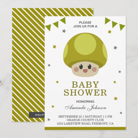 Cute Little Kawaii Baby shower Invitation (Devant / Derrière)