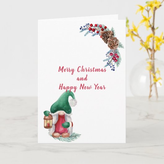 Cute Little Kerstgnome Kaart (Gele Bloem)