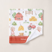 Cute Little Kids Farmer Motif avec prénom (Gant de toilette)