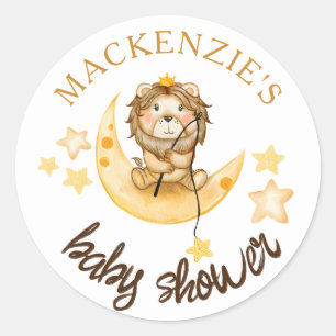 Cute Little King Safari Lion Baby shower Boy Ronde Sticker
