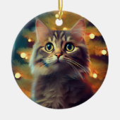 Cute Little Kitten Playing With Christmas Bulb Keramisch Ornament (Voorkant)