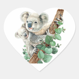Cute Little Koala Beer Australian Animal Art Hart Sticker