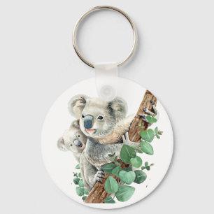 Cute Little Koala Beer Australian Animal Art Sleutelhanger
