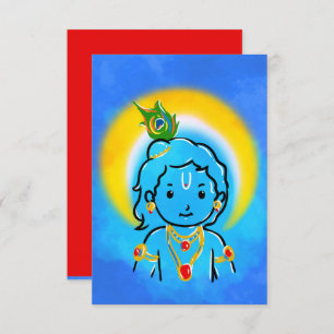 Cute Little Krishna Art Bedankkaart