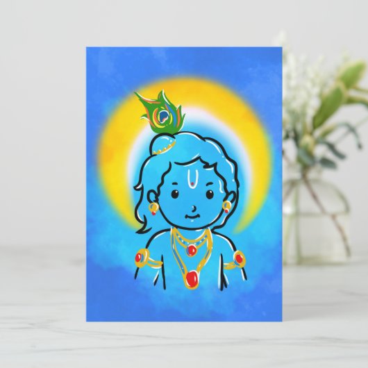 Cute Little Krishna Art Wall Poster Kaart (Staand voorkant)