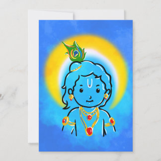 Cute Little Krishna Art Wall Poster Kaart