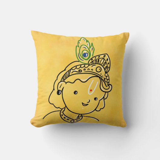 Cute Little Krishna Carré Coussin pour enfants (Recto)