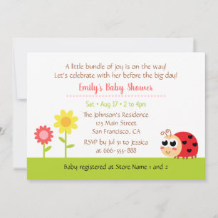 Cute Little Ladybug Baby Girl Shower Kaart