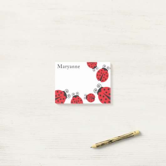 Cute Little Ladybugs Monogram Post-it Notes (Op bureau)